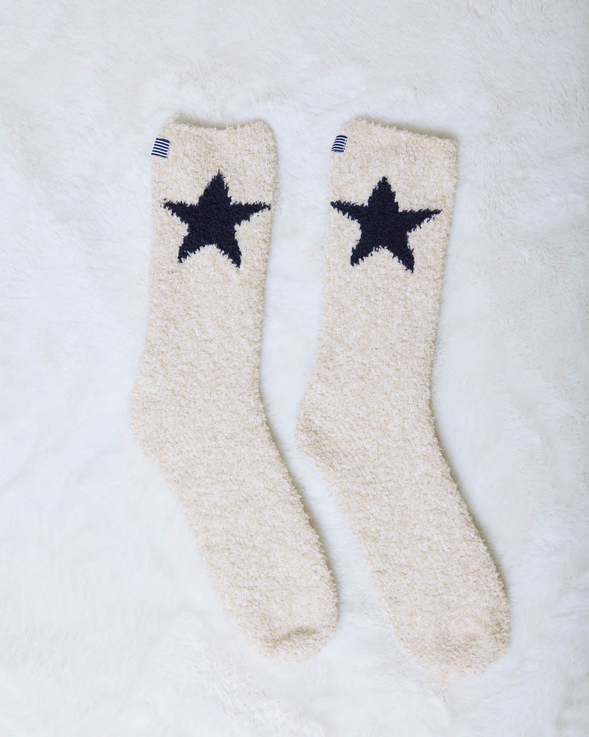 Navy Star Fuzzy Yarn Socks - Navy Star Toss