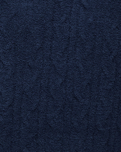Navy Cozy Fuzzy PJ Cable Robe - Navy