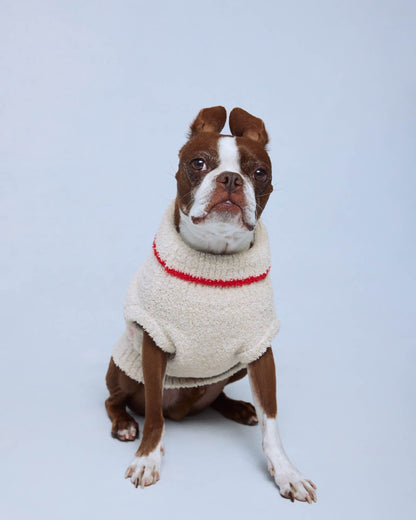 Oat Heather/Multi Heart Fuzzy Pet Sweater - Oat Heather/Multi Heart