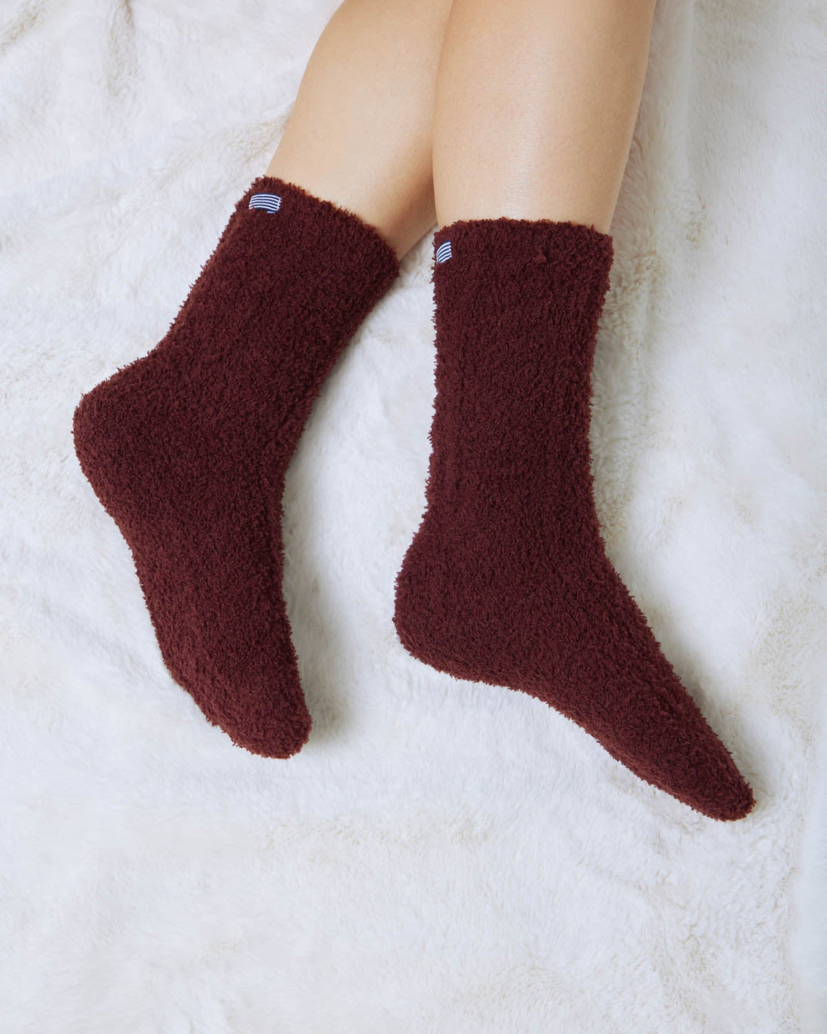 Merlot Cozy Fuzzy Cable Socks - Merlot