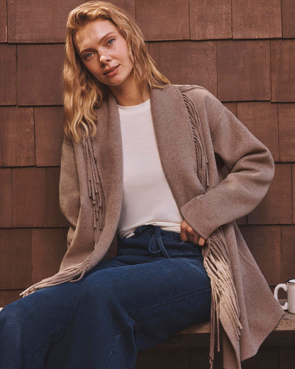 Sandra Fringe Jacket - Taupe Grey