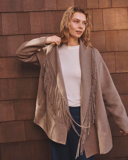 Sandra Fringe Jacket - Taupe Grey