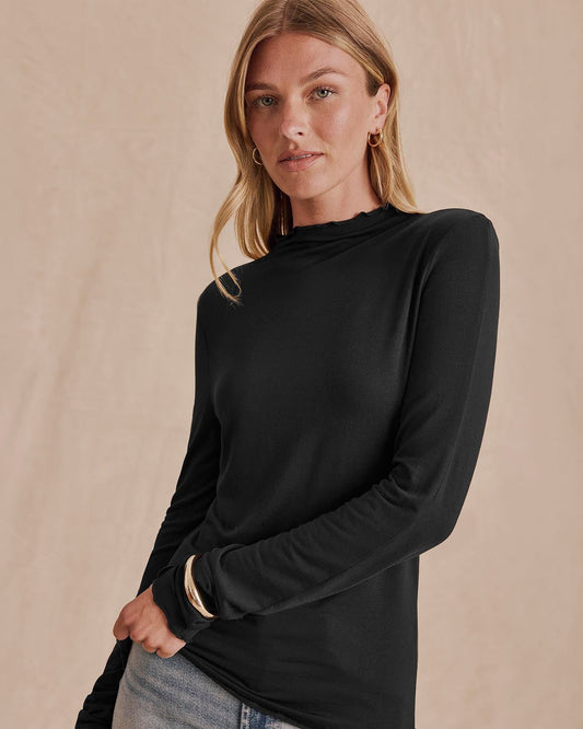 Bamboo Blend Long Sleeve Mockneck Tee
