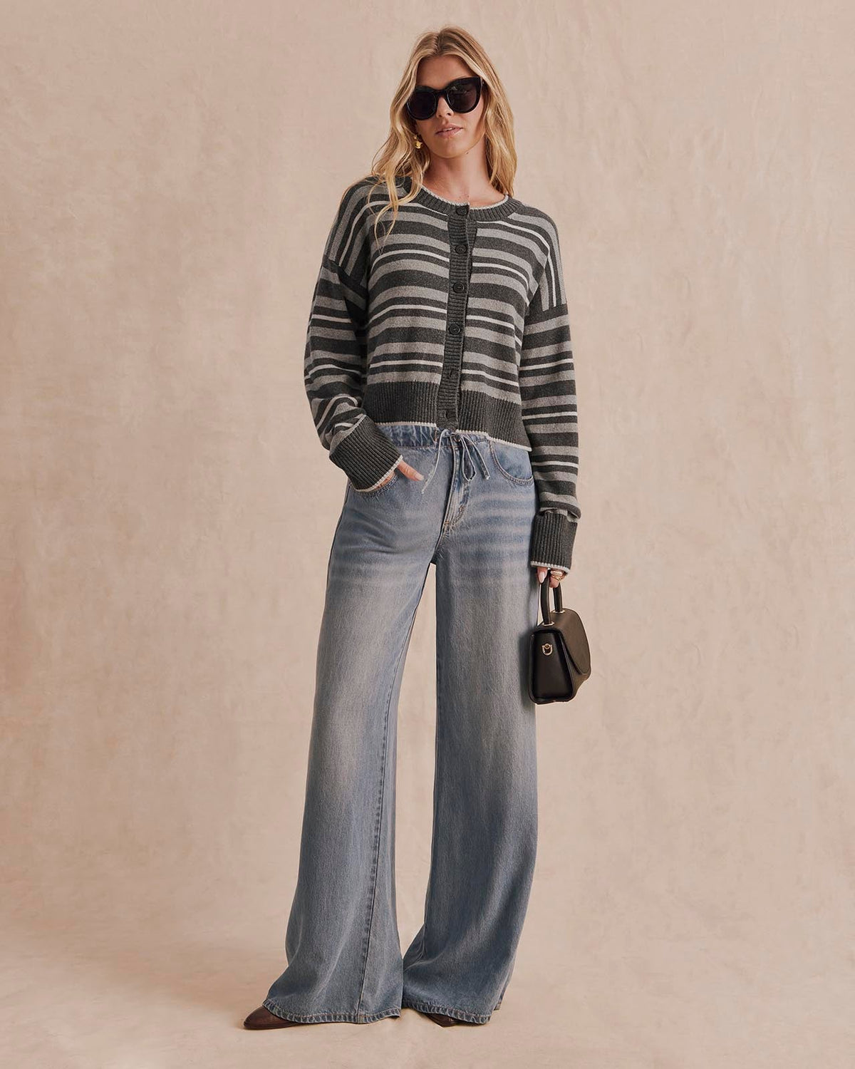 Haven Stripe Cardigan - Heather Charcoal Multi Stripe