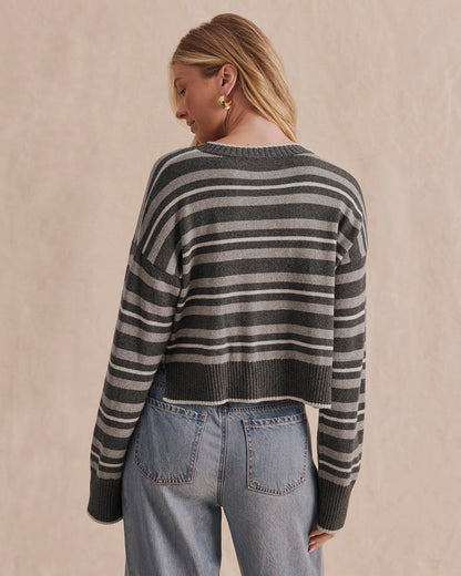 Haven Stripe Cardigan - Heather Charcoal Multi Stripe