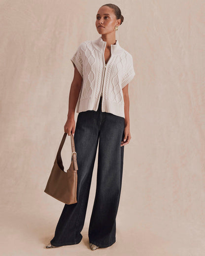 Splendid x @Cellajaneblog Cable Knit Vest - Porcelain