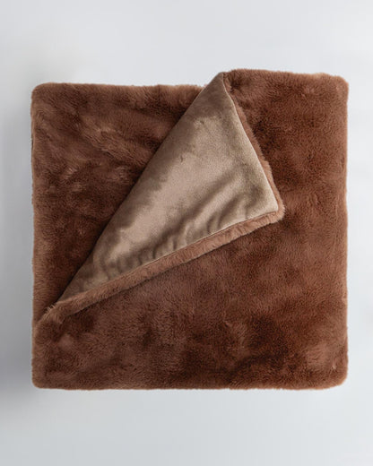 Riley Faux Fur Throw Blanket - Chocolate
