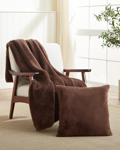 Riley Faux Fur Throw Pillow - Chocolate
