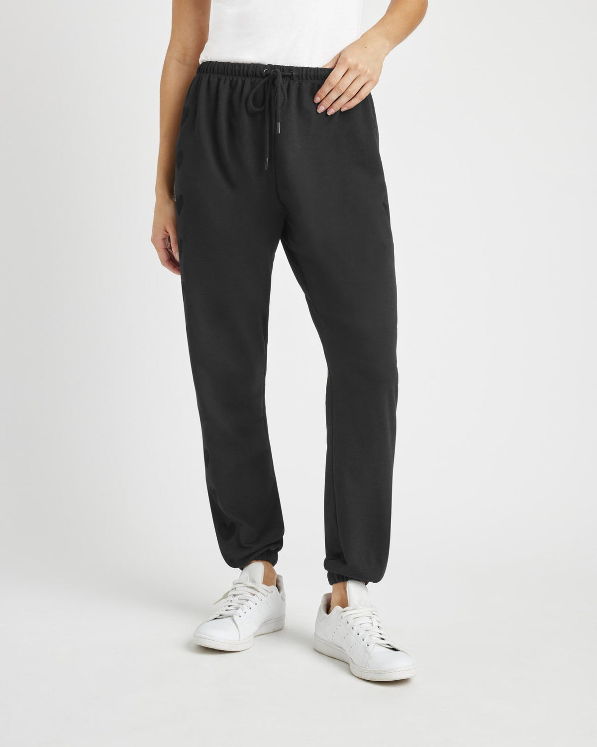 Tia Soft Fleece Heart Jogger - Black