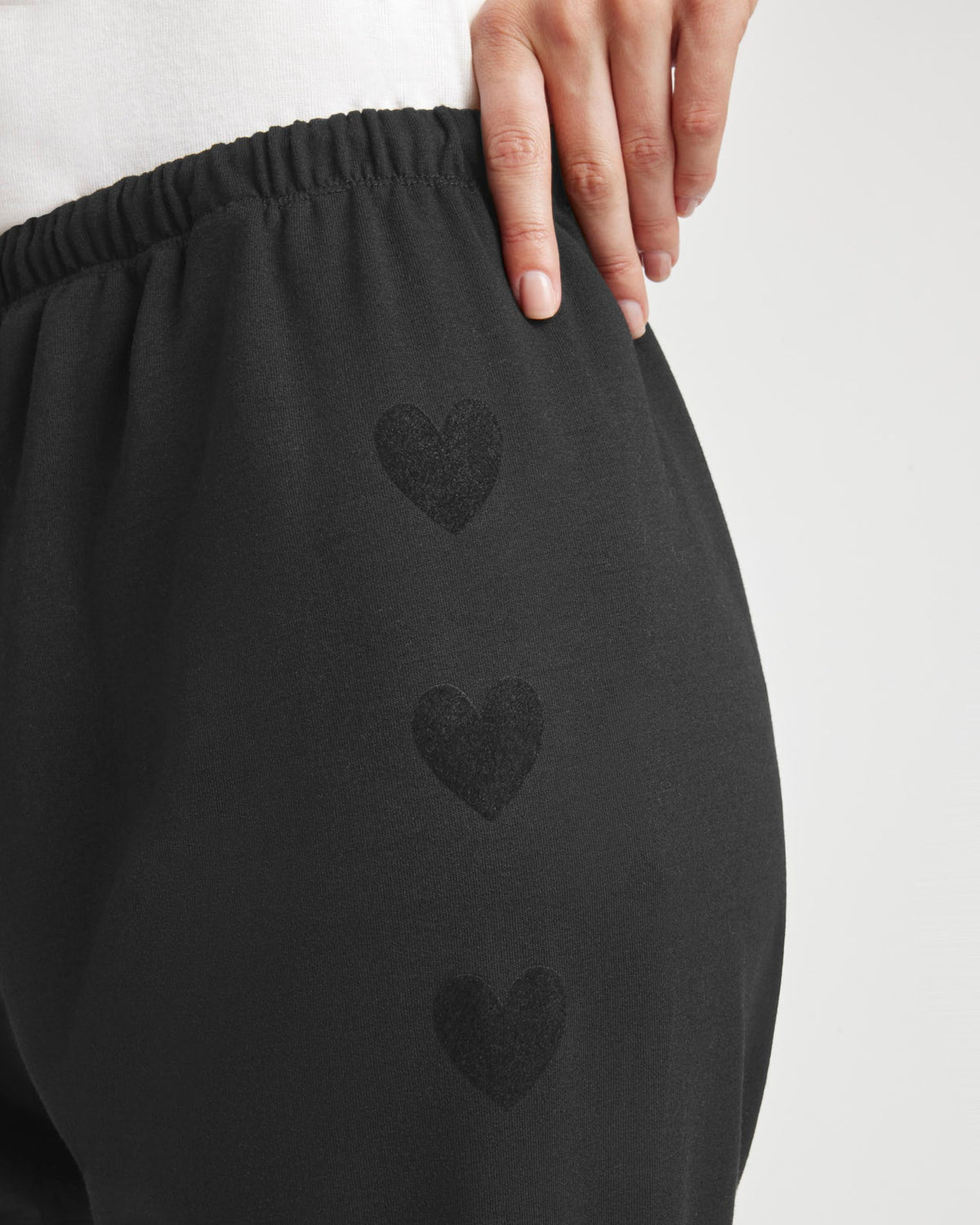 Tia Soft Fleece Heart Jogger - Black