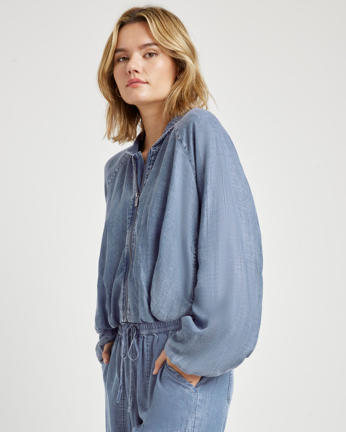Carina Indigo Bomber Jacket - Indigo