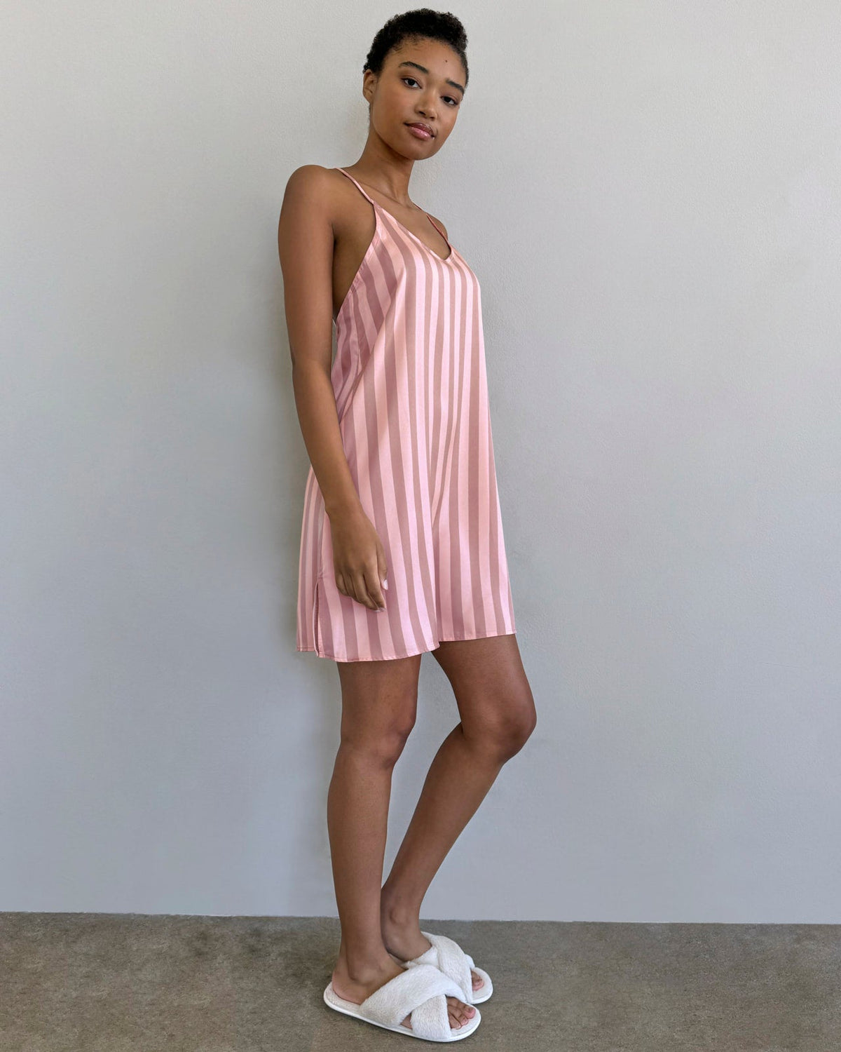 Cabana Stripe Satin Silk Chemise - Cabana Stripe