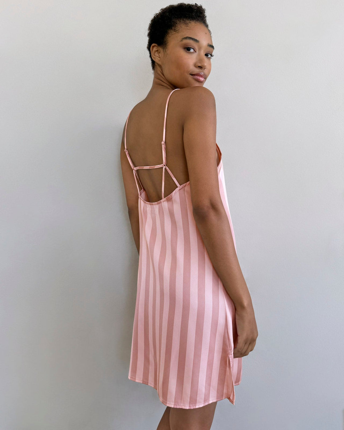 Cabana Stripe Satin Silk Chemise - Cabana Stripe