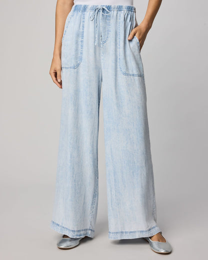Angie Bleached Indigo Palazzo Pant - Bleached Indigo