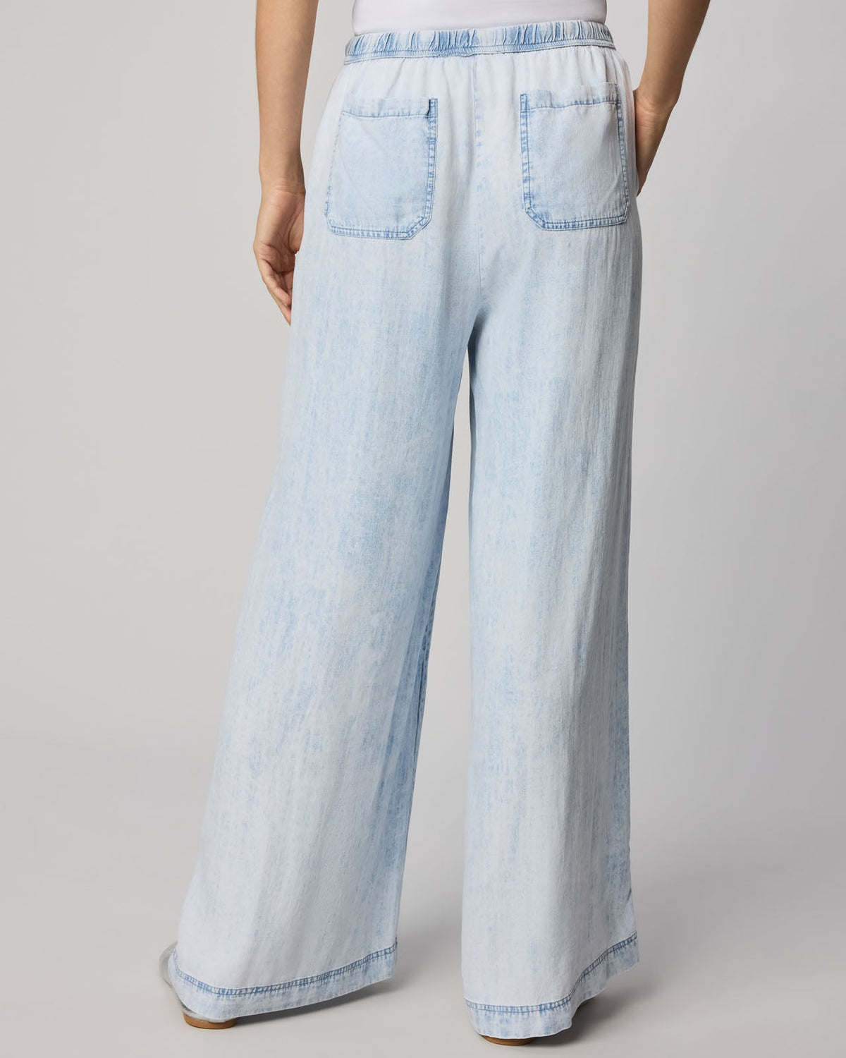 Angie Bleached Indigo Palazzo Pant - Bleached Indigo