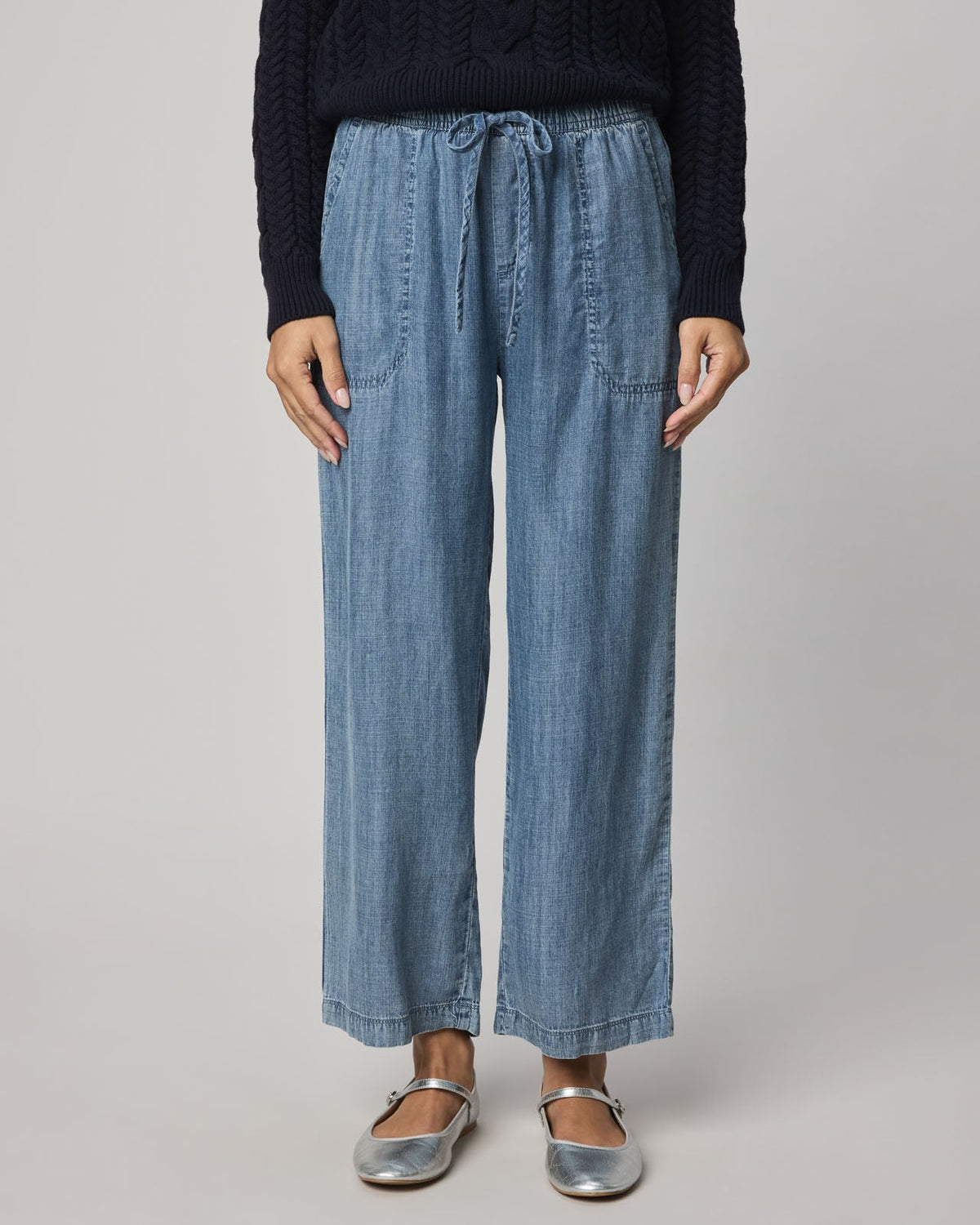 Angie Indigo Crop Wide Leg Pant - Indigo