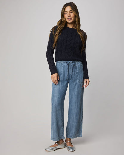 Angie Indigo Crop Wide Leg Pant - Indigo