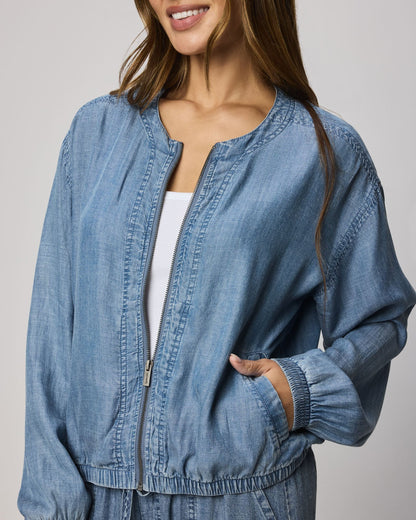 Clea Indigo Bomber Jacket - Indigo