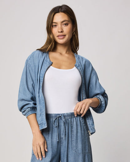 Clea Indigo Bomber Jacket - Indigo