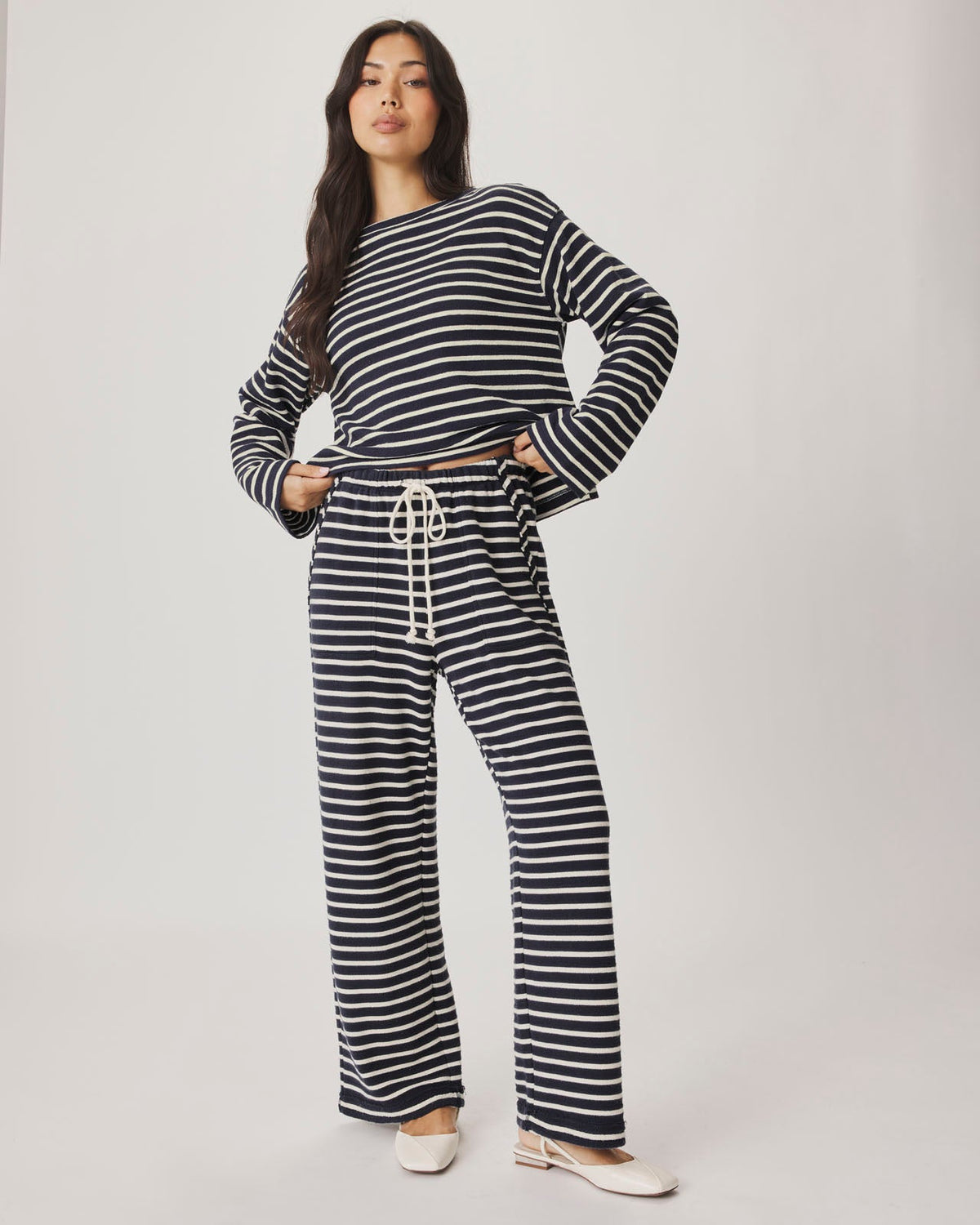 Livie Stripe Pullover - Navy/Moonstone