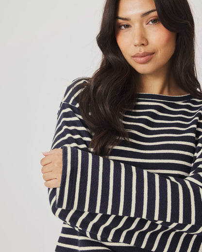 Livie Stripe Pullover - Navy/Moonstone