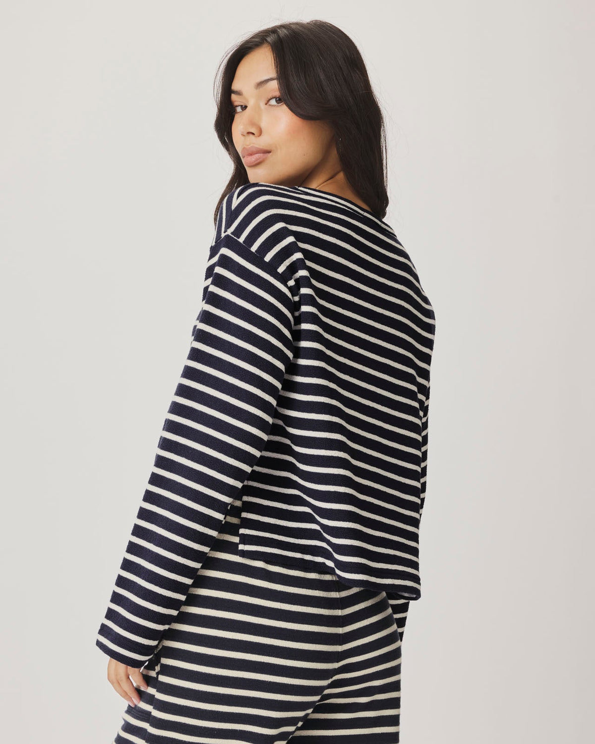 Livie Stripe Pullover - Navy/Moonstone