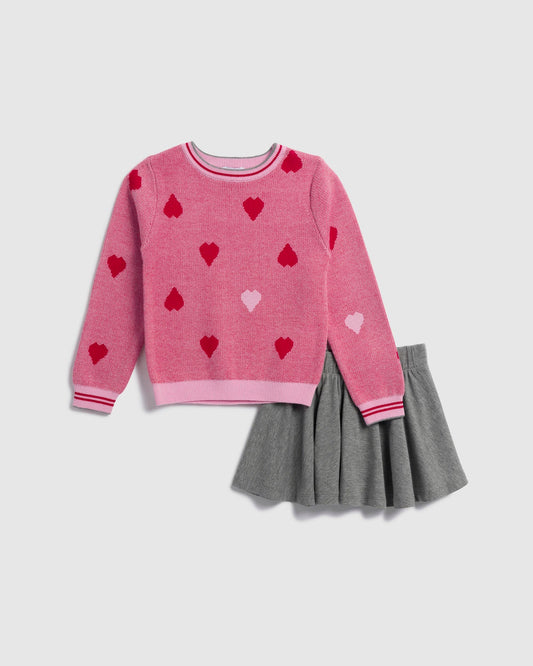 Toddler Girl Candy Heart Sweater Set - Pink Multi