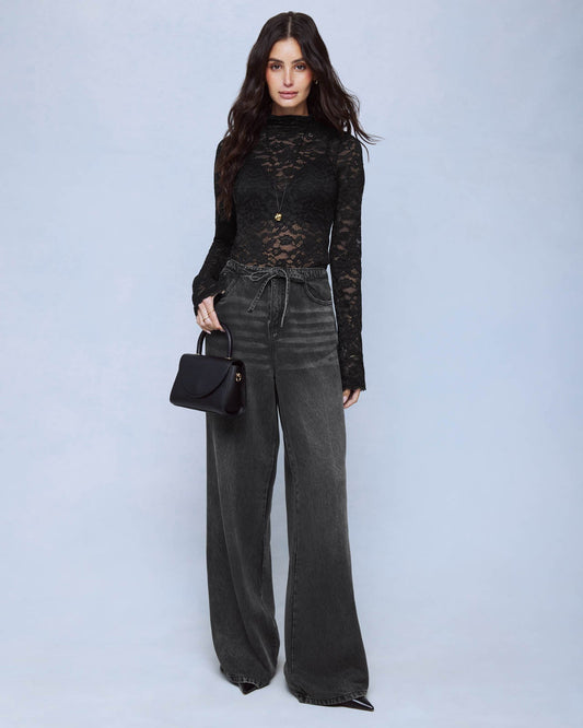 Skyler Stretch Lace Turtleneck