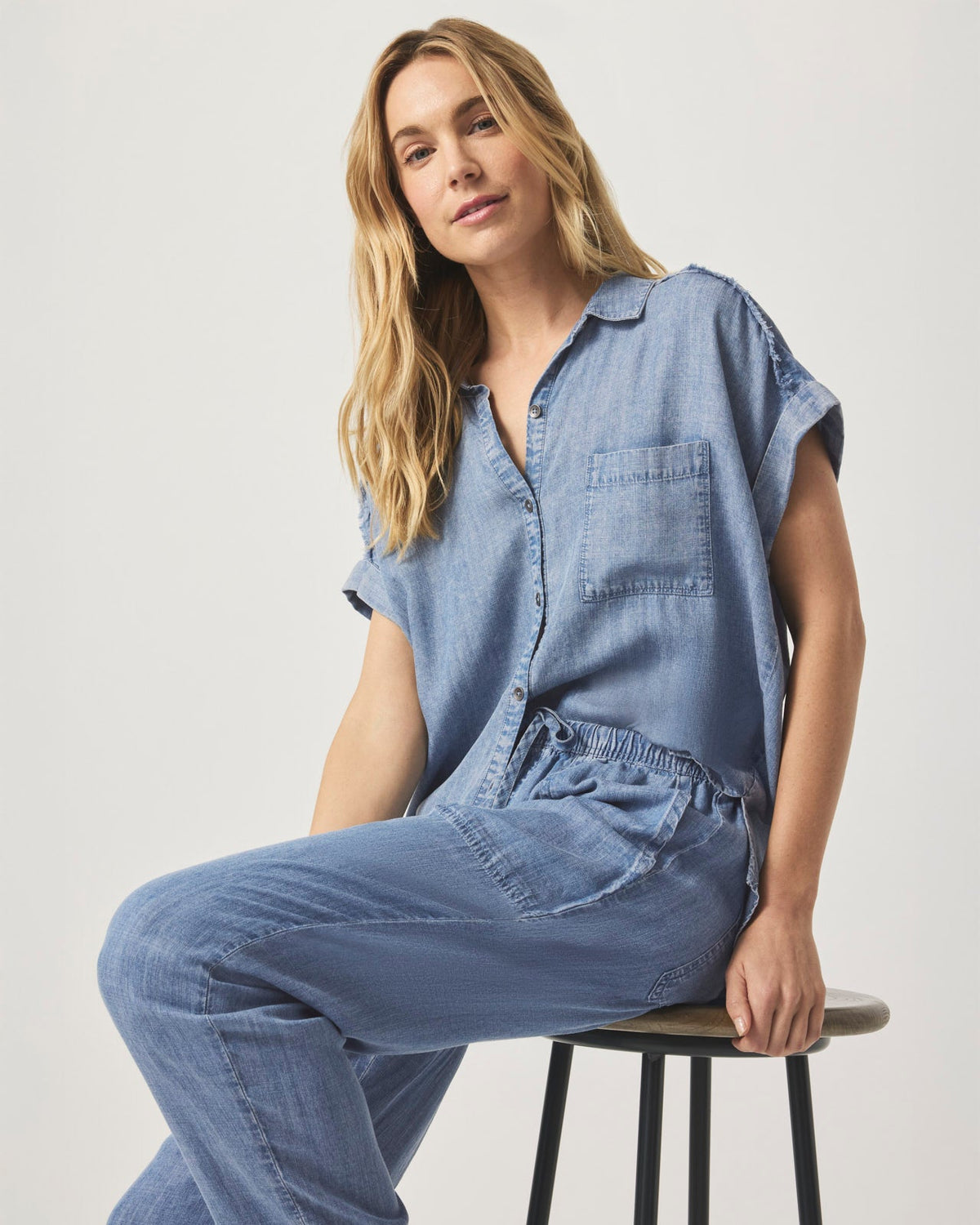 Short Sleeve Paige Indigo Shirt - Indigo