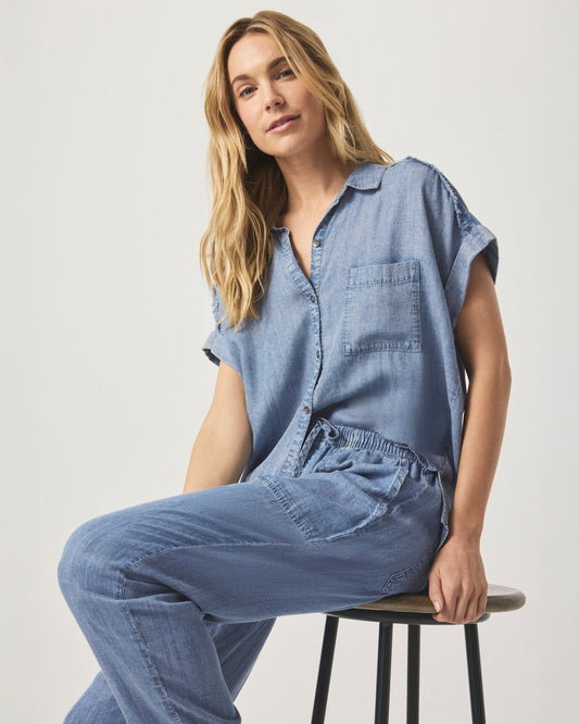 Short Sleeve Paige Indigo Shirt - Indigo