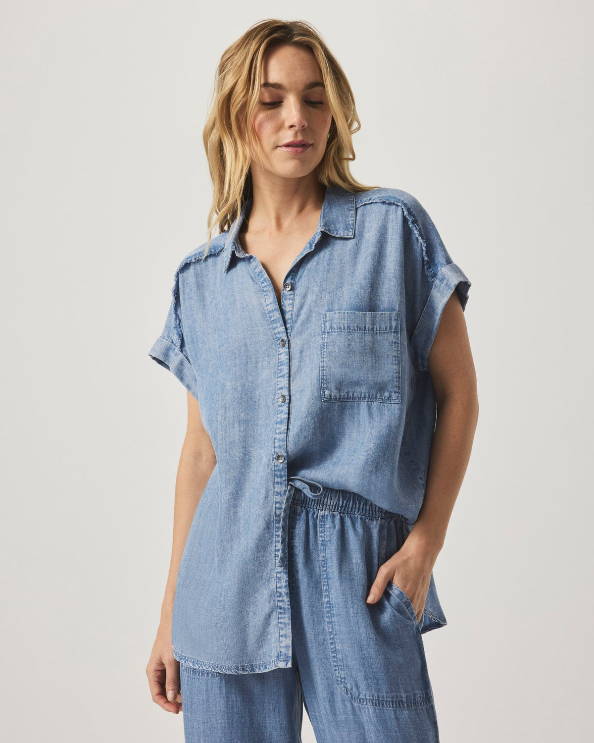 Short Sleeve Paige Indigo Shirt - Indigo