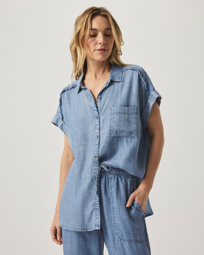 Short Sleeve Paige Indigo Shirt - Indigo