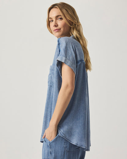 Short Sleeve Paige Indigo Shirt - Indigo