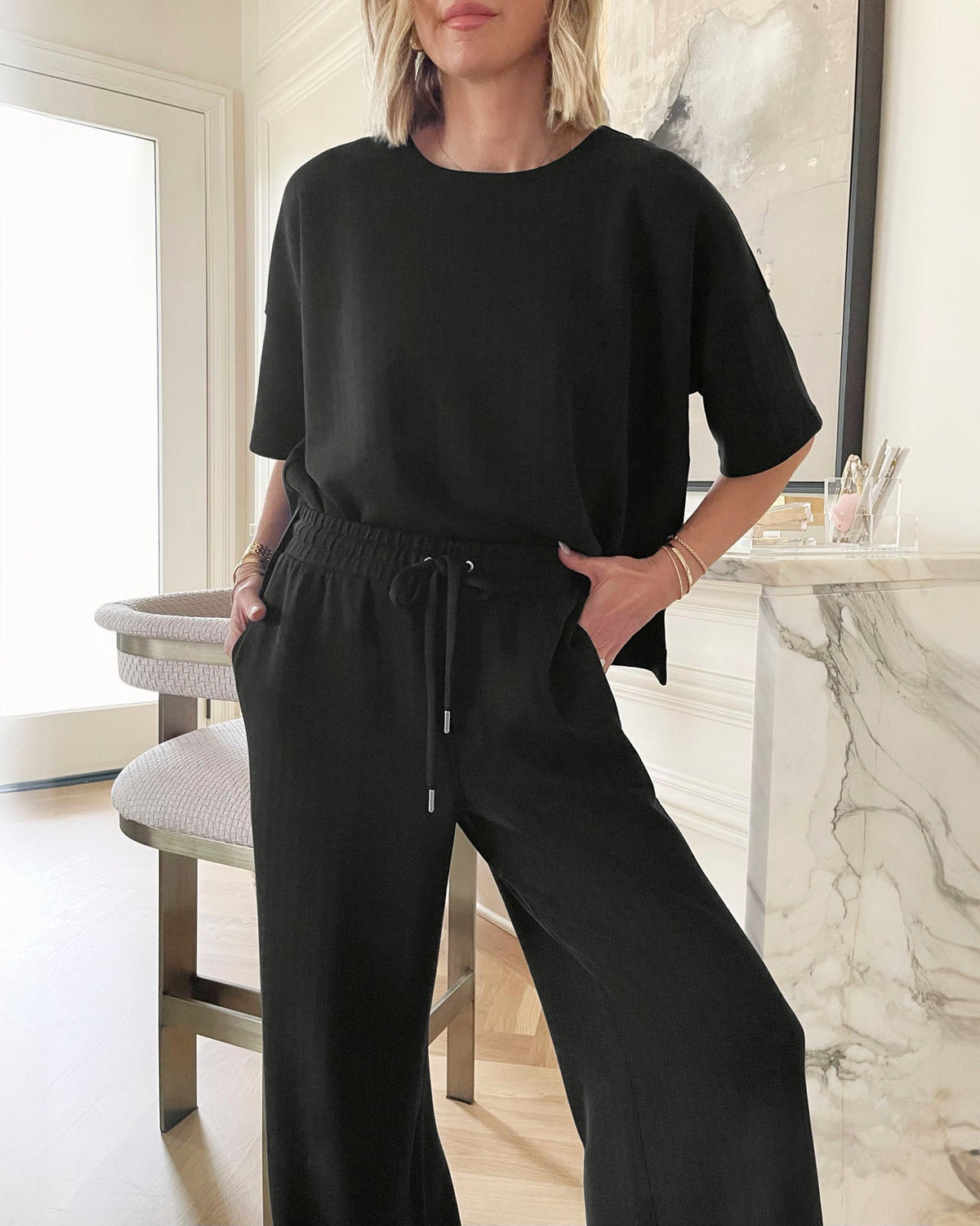 Splendid x Cellajaneblog Rib Scuba Short Sleeve Sweatshirt