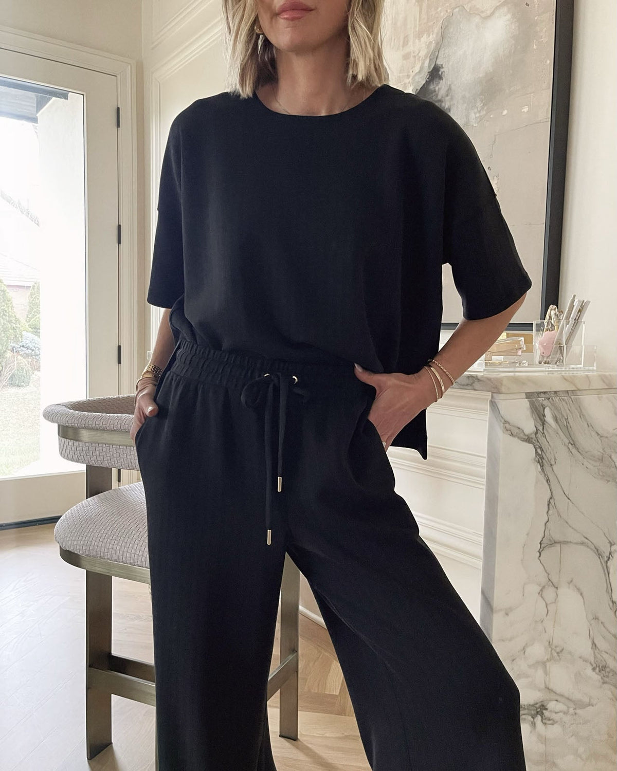 Splendid x Cellajaneblog Rib Scuba Short Sleeve Sweatshirt
