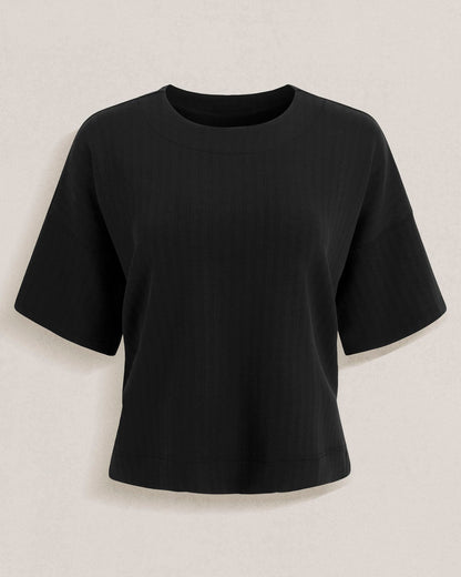 Splendid x Cellajaneblog Rib Scuba Short Sleeve Sweatshirt