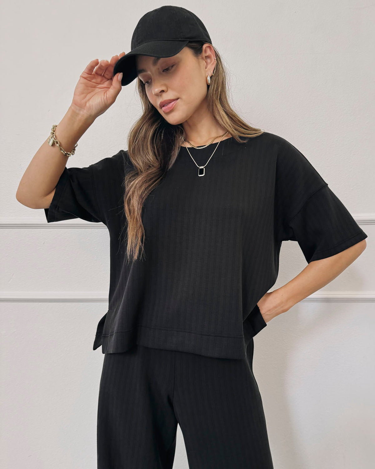 Splendid x Cellajaneblog Rib Scuba Short Sleeve Sweatshirt