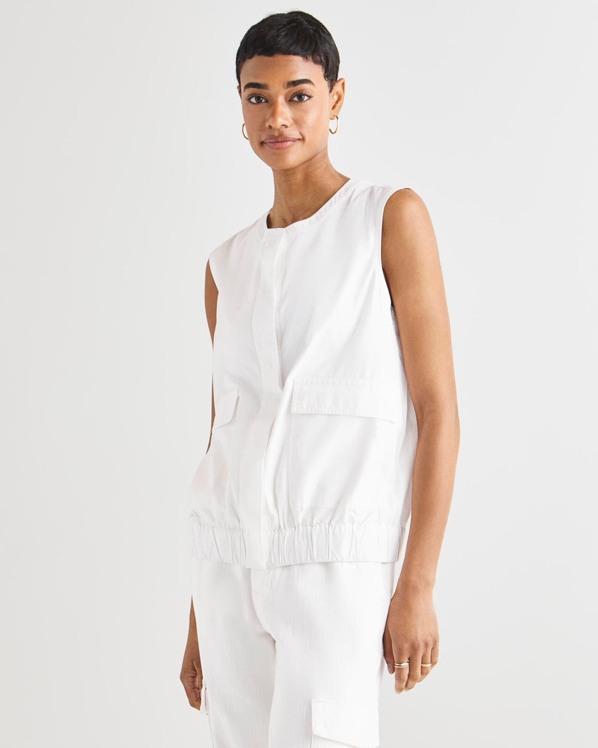 Chase Poplin Vest - White