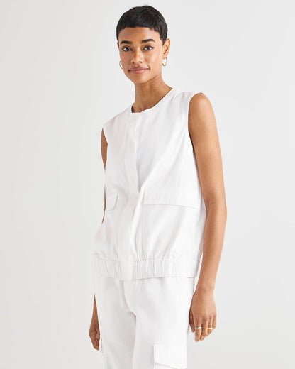 Chase Poplin Vest - White