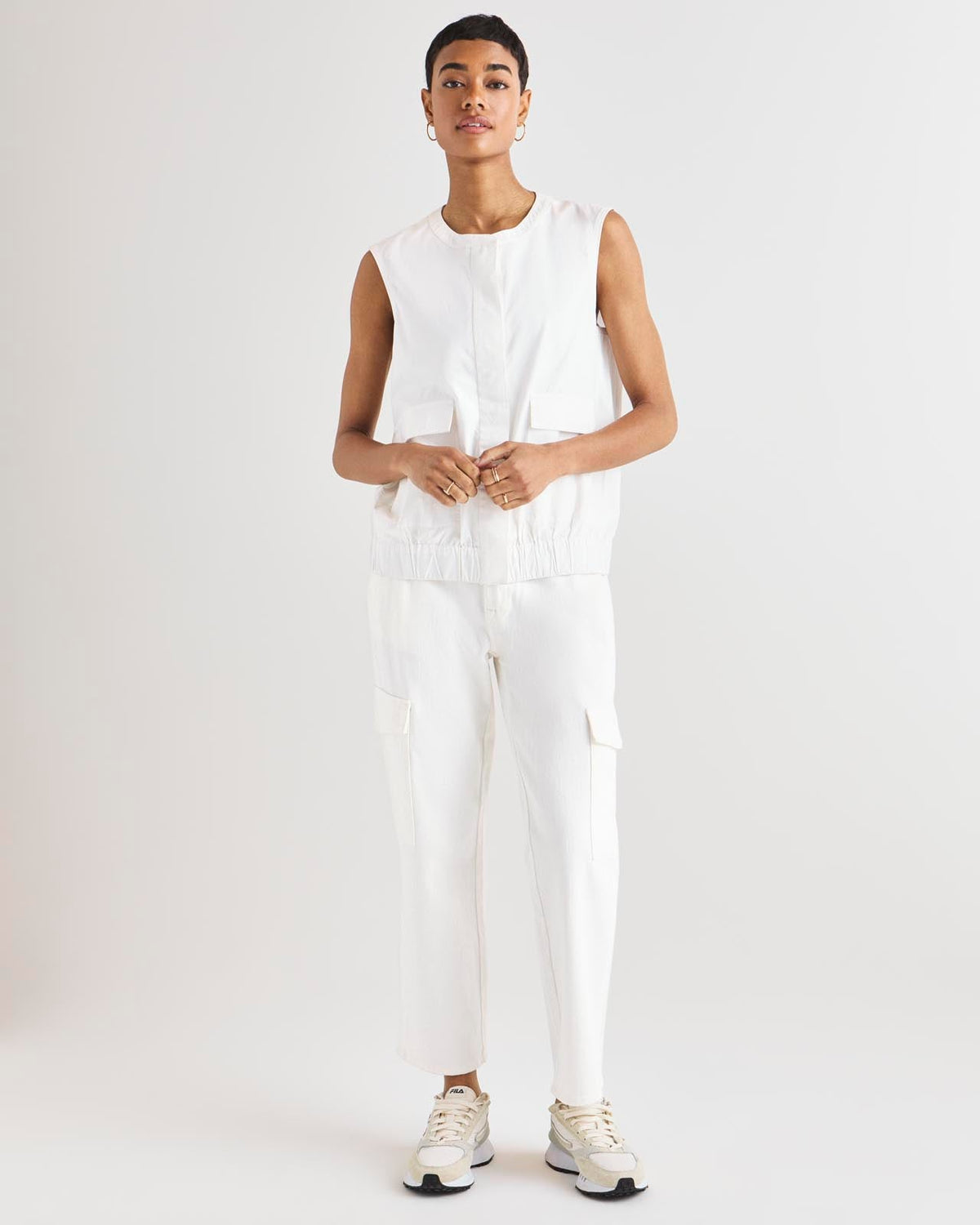 Chase Poplin Vest - White