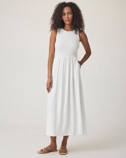 Malibu Smocked Dress - White