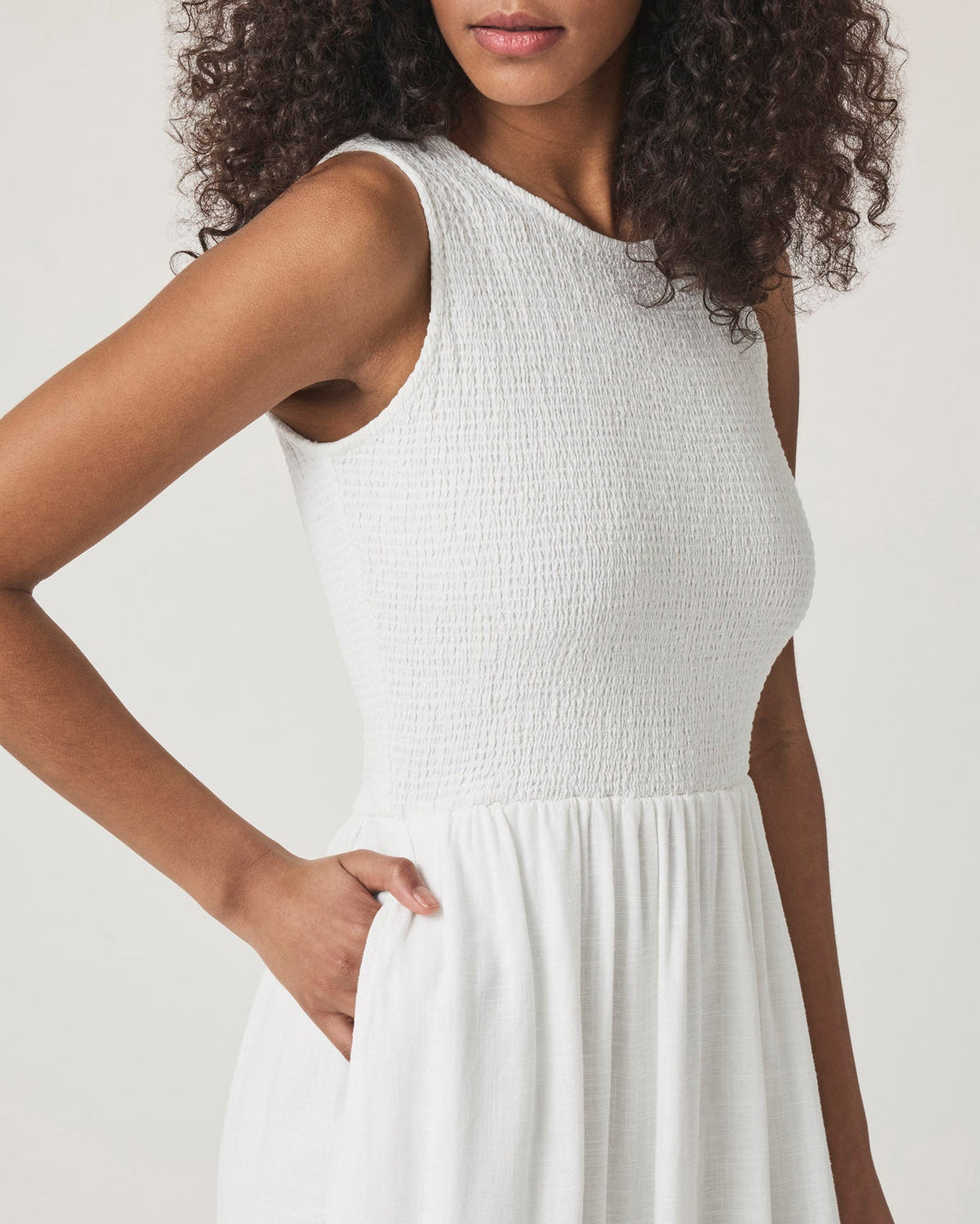 Malibu Smocked Dress - White