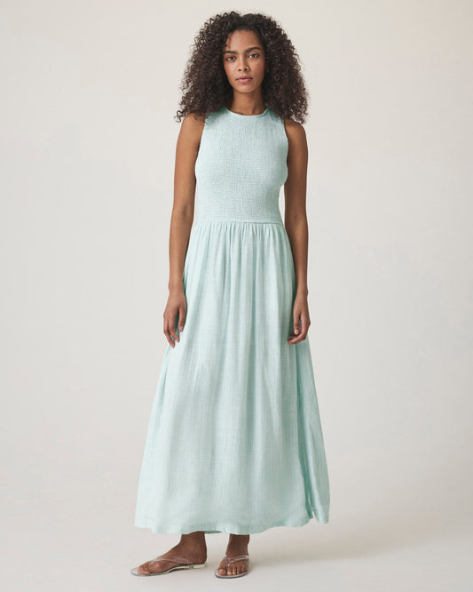 Malibu Stripe Smocked Dress - Mint Stripe