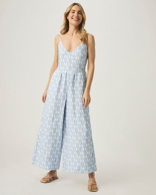 Gabrielle Ikat Jumpsuit - Steel Blue Ikat