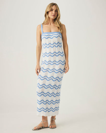 Cove Sweater Dress - Steel Blue Stripe