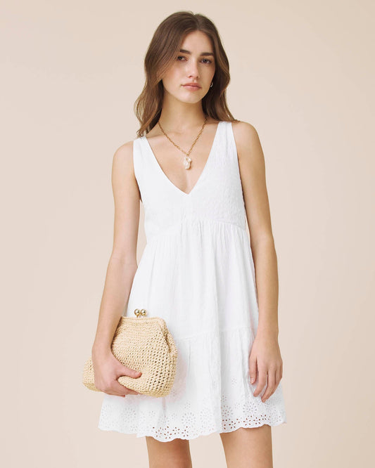 Gigi Seersucker Mini Dress - White
