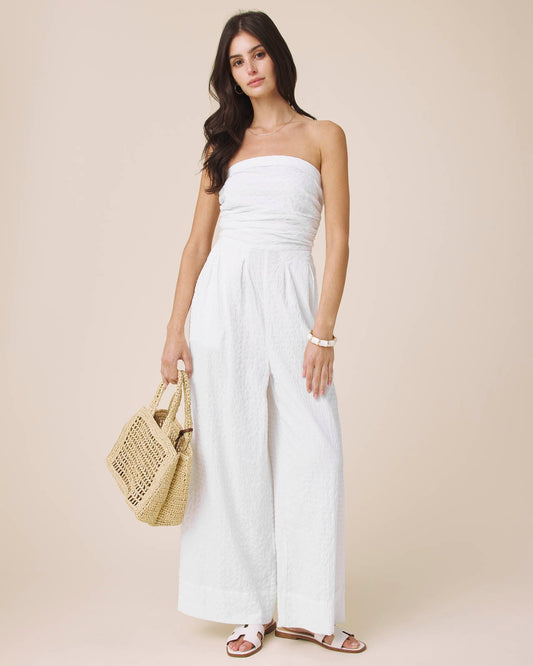 Gigi Seersucker Jumpsuit - White