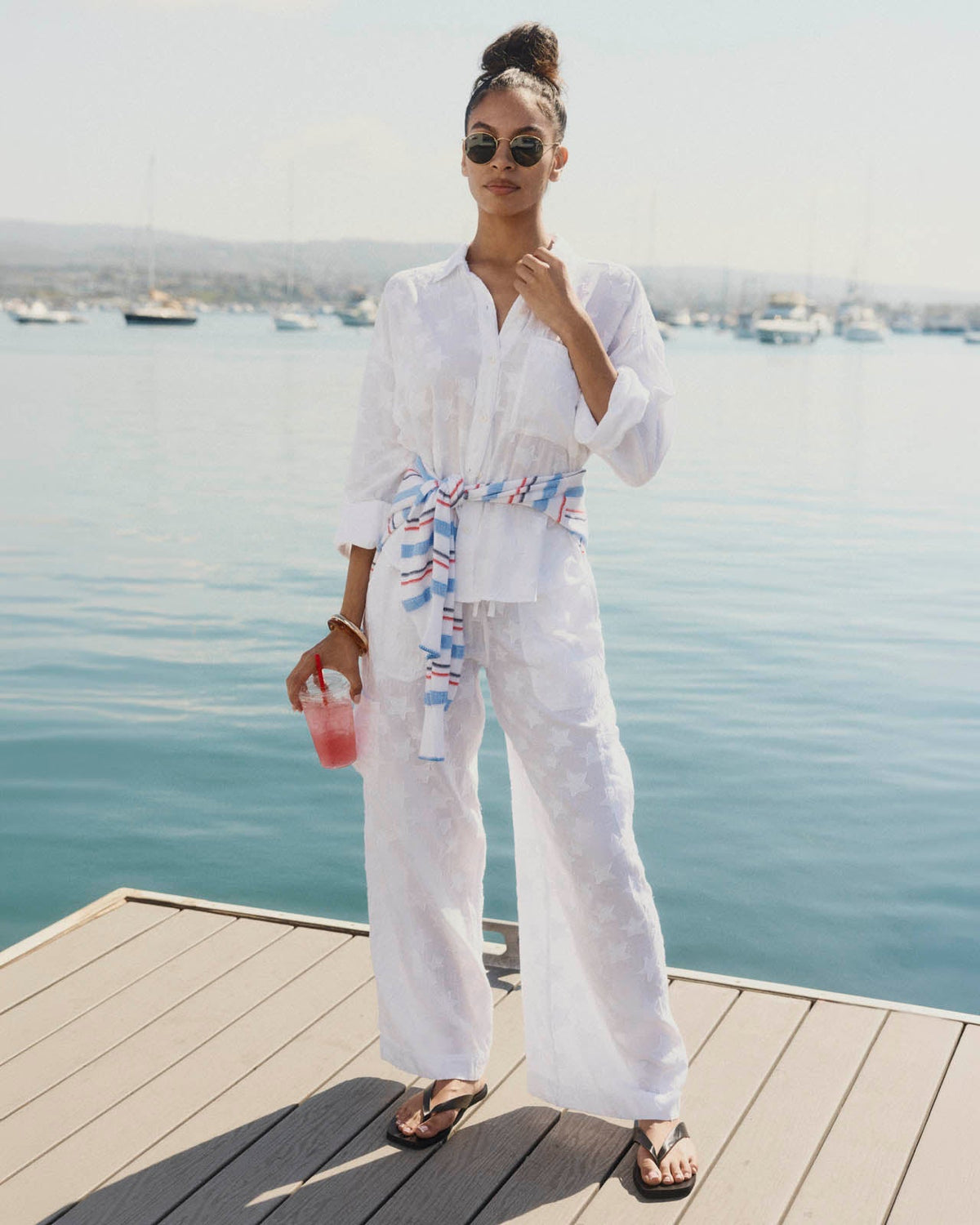Caprice Star Button Down - White