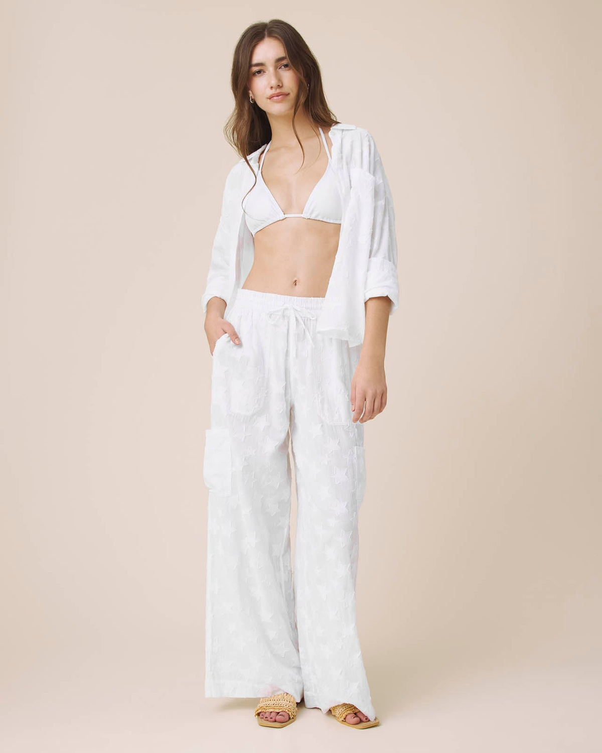 Caprice Star Button Down - White