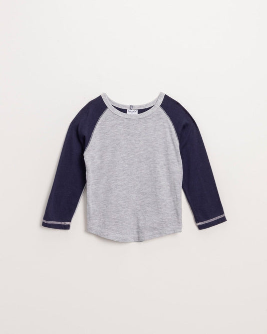 Little Boy Raglan Pullover - Heather Grey/Navy